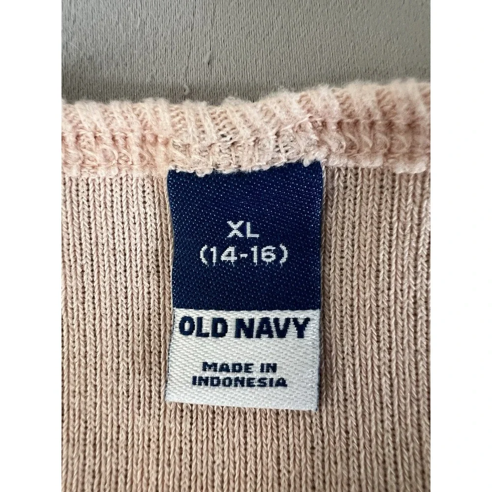 Old Navy Long-Sleeve Plush Ribbed Fit Flare Dress Girls Pink Sz XL (14-16) New